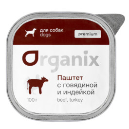 Organix Премиум паштет для собак с говядиной и индейкой, 87% мяса 100г ламистер