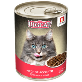 Зоогурман Big Cat консервы для кошек кусочки в желе, Мясное ассорти 350г