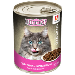 Зоогурман Big Cat консервы для стерилизованных кошек кусочки в желе, Телятина с кроликом 350г