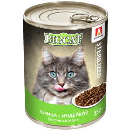 Зоогурман Big Cat консервы для стерилизованных кошек кусочки в желе, Курица с индейкой 350г