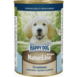 Happy Dog Nature Line консервы для щенков Телятина с печенью, сердцем и рисом 410г