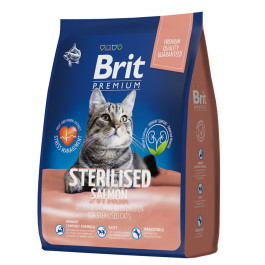 Brit Premium Sterilised корм для для кастрированных кошек с лососем и курицей