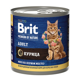 Brit Premium by Nature консервы с мясом курицы для кошек 200г