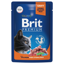 Brit Premium Пауч для стерилизованных кошек лосось в соусе 85г