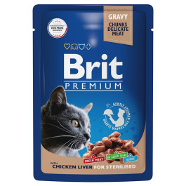 Brit Premium Пауч для стерилизованных кошек куриная печень в соусе 85г