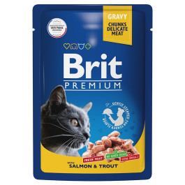 Brit Premium Пауч для кошек лосось и форель в соусе 85г
