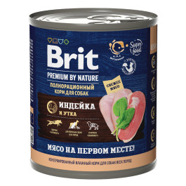 Brit Premium by Nature консервы для собак с индейкой и уткой 850г