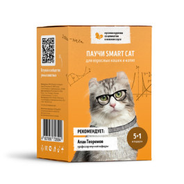 Smart Cat  Набор паучей 5+1 для кошек и котят Кусочки курочки с морковью в нежном соусе, 85г пауч