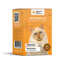 Smart Cat  Набор паучей 5+1 для кошек и котят Кусочки курочки с тыквой в нежном соусе, 85г пауч