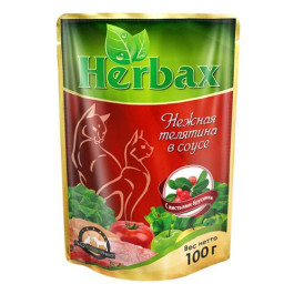 Herbax пауч для кошек Нежная телятина в соусе с листьями брусники 100г
