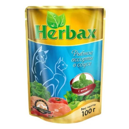 Herbax пауч для кошек Рыбное ассорти в соусе с мятой 100г