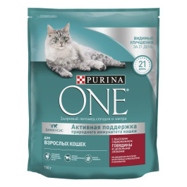 Purina ONE корм для взрослых кошек с говядиной и цельными злаками