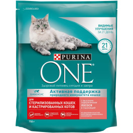 Purina ONE корм для стерилизованных кошек с лососем и пшеницей