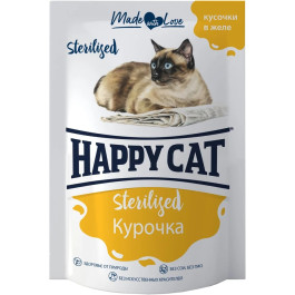 Happy Cat Sterilized консервы для стерилизованных кошек Курочка, кусочки в желе 85г