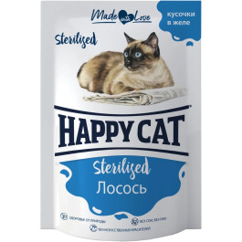 Happy Cat Sterilized консервы для стерилизованных кошек Лосось, кусочки в желе 85г