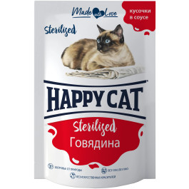 Happy Cat Sterilized консервы для стерилизованных кошек Говядина, кусочки в соусе 85г