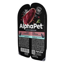 AlphaPet Superpremium Консервы для кошек с чувств. пищеварением Утка и клюква кусочки в соусе 80г