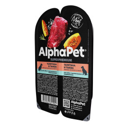 AlphaPet Superpremium Консервы для собак с чувствительным пищеварением Телятина, тыква 100г ламистер
