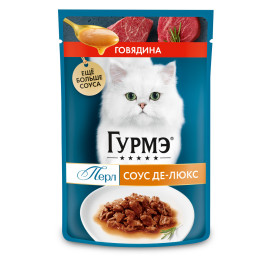 Гурмэ Перл Соус Де-люкс консервы для кошек, с говядиной в роскошном соусе 75г