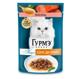 Гурмэ Перл Соус Де-люкс консервы для кошек, с лососем в роскошном соусе 75г
