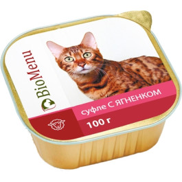 BioMenu консервы для кошек суфле с Ягненком 100г ламистер