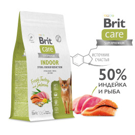 Brit Care Indoor корм для домашних кошек Уменьшение запаха, с индейкой и лососем