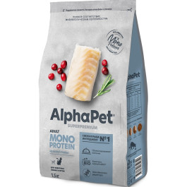 AlphaPet MONOPROTEIN Корм для взрослых кошек из Белой рыбы