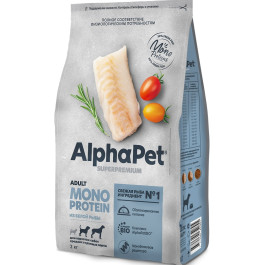 AlphaPet MONOPROTEIN Корм для собак средних и крупных пород из Белой рыбы