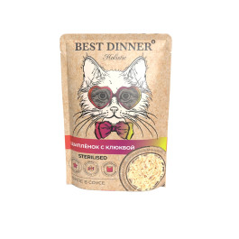 Best Dinner Holistic Цыпленок с клюквой в соусе консервы для кошек 85г пауч