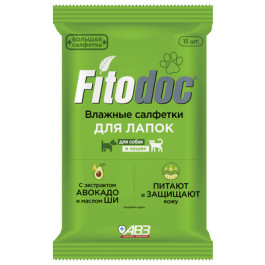 Fitodog Влажные салфетки для лап собак и кошек 15шт АВЗ