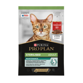 Pro Plan  консервы для кастрированных кошек, кусочки в соусе говядина 85г Sterilised, пауч