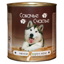 Собачье счастье консервы для собак Мясное ассорти в желе 750г