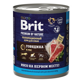 Brit Premium by Nature консервы для собак с говядиной и рисом 850г