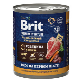 Brit Premium by Nature консервы для собак Говядина и Печень 850г