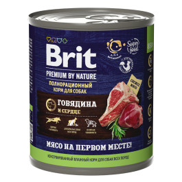 Brit Premium by Nature консервы для собак с говядиной и сердцем 850г