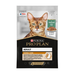 Pro Plan  консервы для кошек с чувствительной кожей, кусочки в соусе треска 85г Derma, пауч