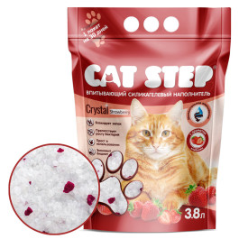 CAT STEP Crystal Strawberry Силикагелевый наполнитель с ароматом клубники 3,8л 1,81кг