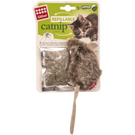 GiGwi Игрушка для кошек Мышка с кошачьей мятой (+3 пакетика мяты)