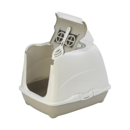Moderna Туалет-домик для кошек Cat с угольным фильтром и совком, 50х39х37см, теплый серый
