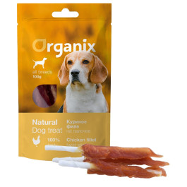 Organix Лакомство для собак "Куриное филе на палочке" (100% мясо) 100г