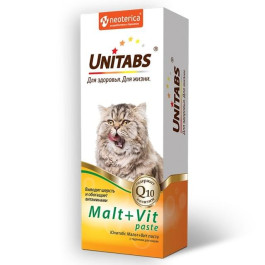 Unitabs Malt+Vit Паста для вывода шерсти из желудка  для кошек с таурином 120 мл