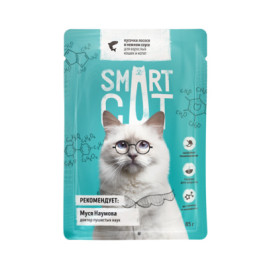 Smart Cat консервы для кошек и котят Кусочки лосося в нежном соусе, 85г пауч