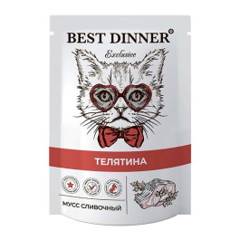 Best Dinner Exclusive Мусс сливочный для кошек и котят, Телятина 85г пауч