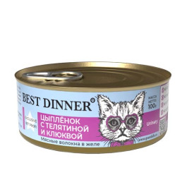 Best Dinner Exclusive Vet Profi Urinary консервыдля стерил. кошек Цыпленок с телятиной, клюквой 100г
