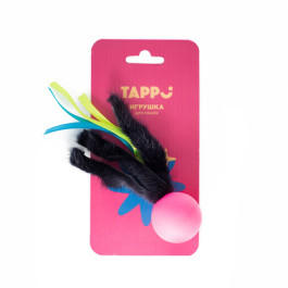 Tappi Игрушка для кошек Мяч "Нолли" с хвостом из натурального меха норки и лент