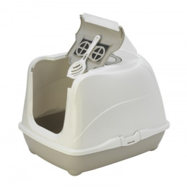 Moderna Туалет-домик для кошек Cat с угольным фильтром и совком, 57х44х41см, теплый серый