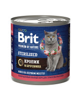 Brit Premium by Nature консервы с мясом кролика и брусникой для стерилизованных кошек 200г