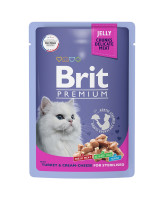 Brit Premium Пауч для стерилизованных кошек индейка с сыром в желе 85г