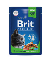 Brit Premium Пауч для стерилизованных кошек цыпленок в соусе 85г