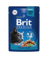 Brit Premium Пауч для кошек цыпленок и перепелка в соусе 85г